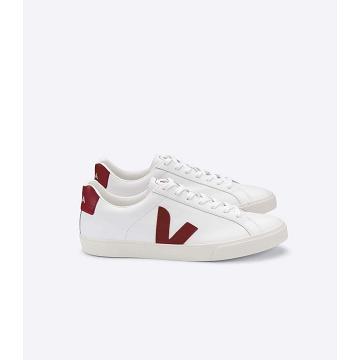 Veja ESPLAR LEATHER Joggesko Dame White/Red | NO 620JPQ